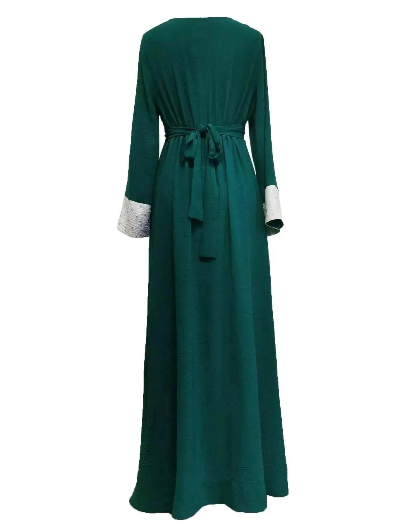 Embroidery Applique Tunic Dinner Party Robe Abaya Dress for Arab Dubai Turkey Middle East Women.