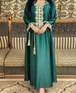 Embroidery  Bronzing Lace Jalabiya Abaya Dress for Arab Dubai Turkey Middle Eastern Women