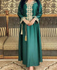 Embroidery  Bronzing Lace Jalabiya Abaya Dress for Arab Dubai Turkey Middle Eastern Women