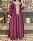 Embroidery  Bronzing Lace Jalabiya Abaya Dress for Arab Dubai Turkey Middle Eastern Women