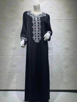 Embroidery  Bronzing Lace Jalabiya Abaya Dress for Arab Dubai Turkey Middle Eastern Women