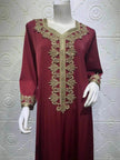 Embroidery  Bronzing Lace Jalabiya Abaya Dress for Arab Dubai Turkey Middle Eastern Women