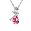 Enamored Rose Crystal Pendant Necklace Set