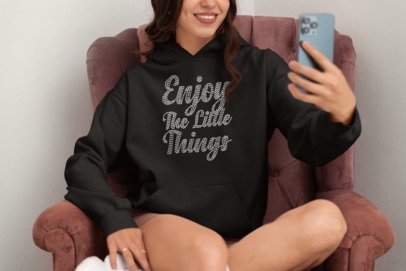 Enjoy the Little Things Rhinestone T-Shirt – Inspirational Sparkle Tee | Blingdazzel Rhinestone Apparel
