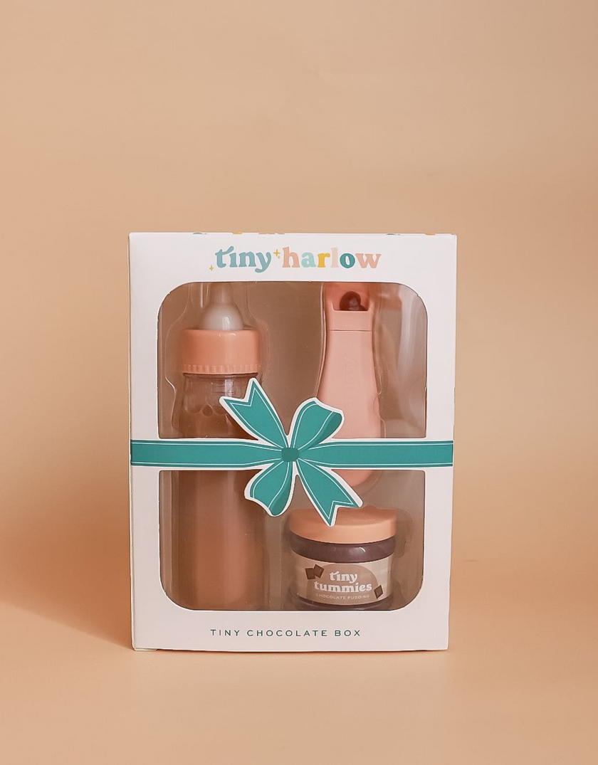 Tiny Tummies puree and milk bottle set for doll - Chocolate - Tiny Harlow