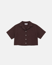 Chemise écourté ample effet lin