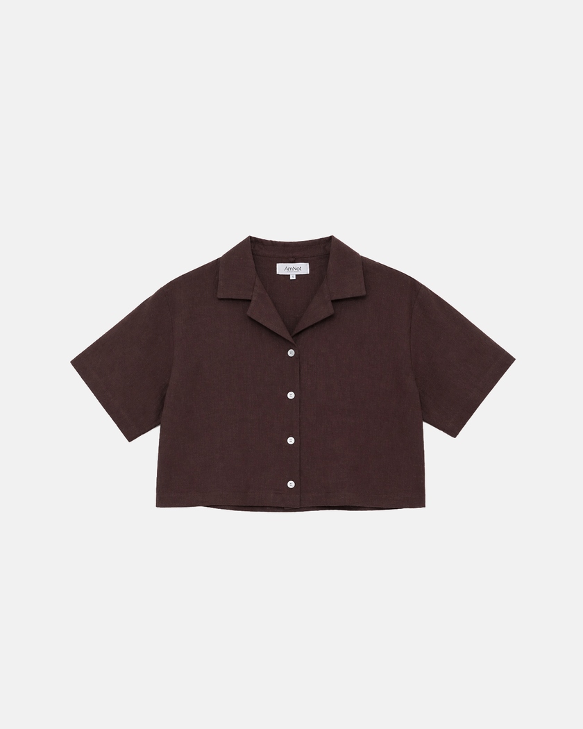 Chemise écourté ample effet lin