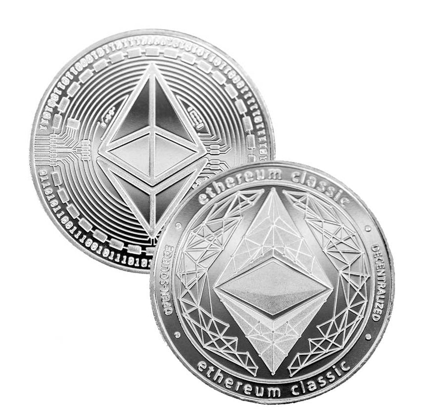 Ethereum Classic Coin - Silver Metal Physical Blockchain Cryptocurrency Collectible Coin