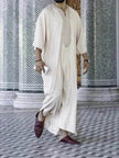 Fashionable and Elegant Ethnic Style Loose Casual Embroidery White Arab  Robe Moroccan Men's Jalabiya