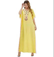Embroidered Party Cotton Abaya for Women Fancy Short Sleeved Abaya for Middle East Women