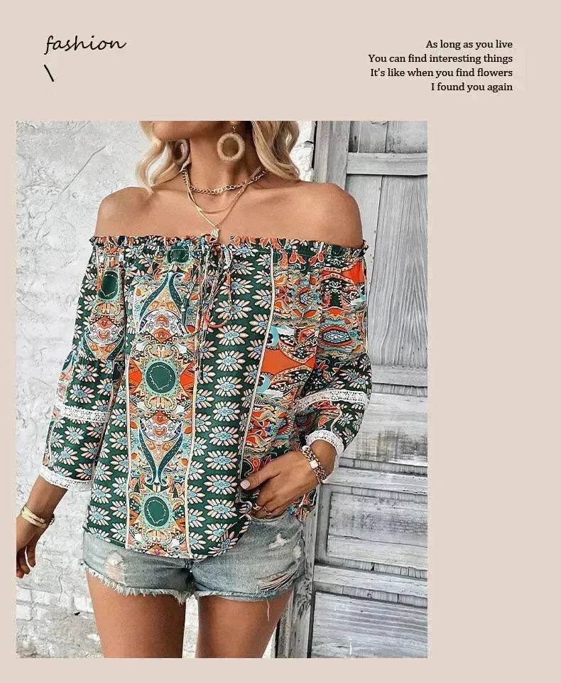 European American Fashion Floral Print Women's Blouse