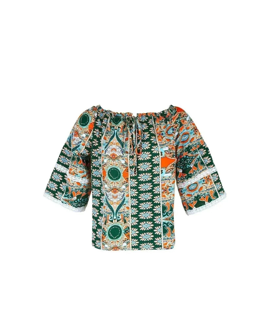 European American Fashion Floral Print Women's Blouse