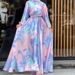 European And American  Dubai Middle East Pure Beautiful Printed Dress, Ankle-length Printed Maxi Dress Fashionable Abaya Dress