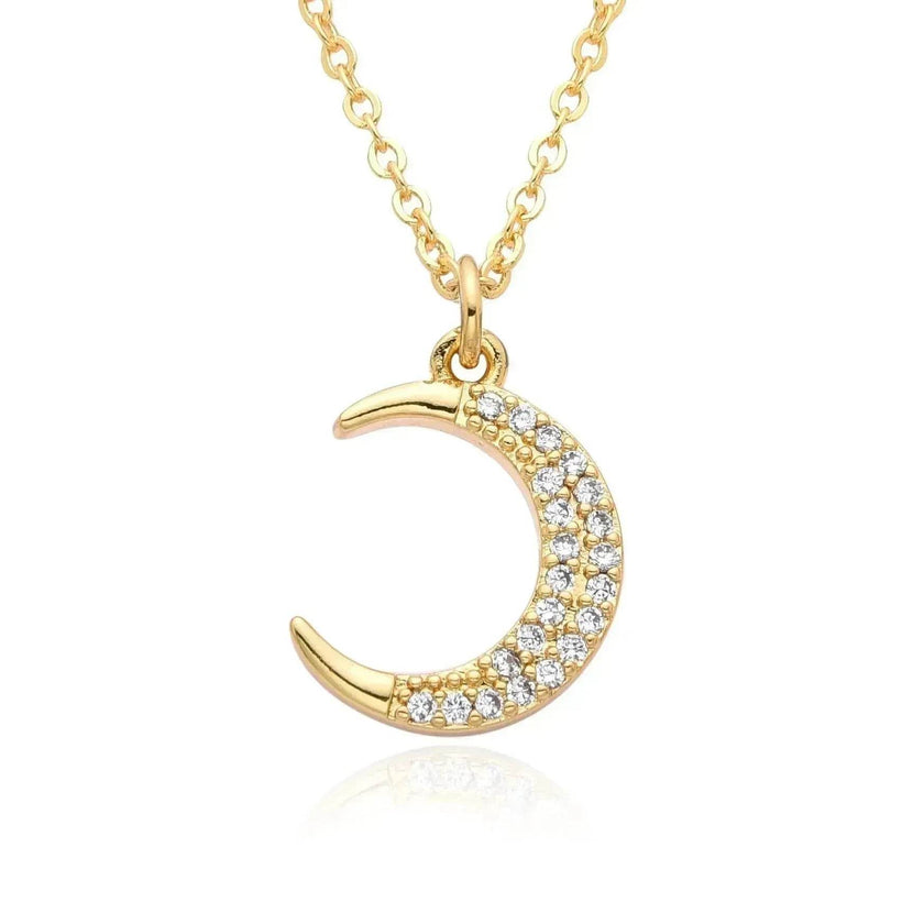 European And American Electroplated Brass Moon Star Necklace For Women