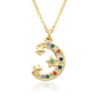 European And American Electroplated Brass Moon Star Necklace For Women
