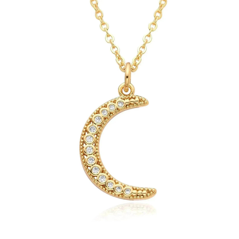 European And American Electroplated Brass Moon Star Necklace For Women