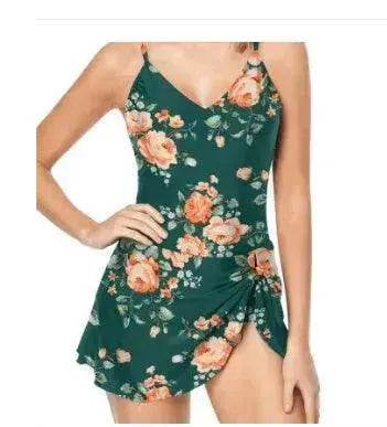 European And American Fashion Pure Color Slimming Flab Hiding Push Up Dress Women's Summer  Swimsuit