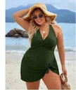 European And American Fashion Pure Color Slimming Flab Hiding Push Up Dress Women's Summer  Swimsuit