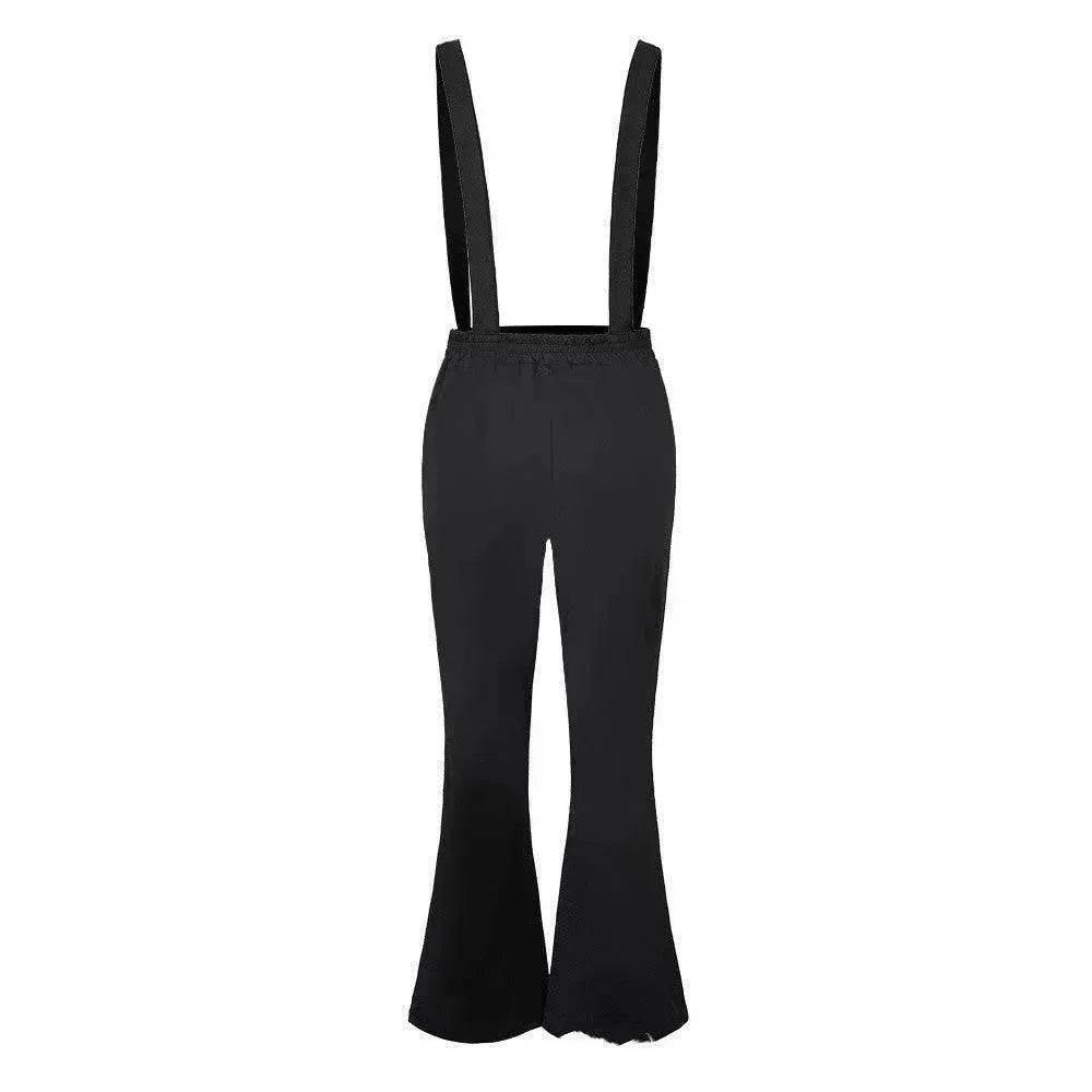 European And American High Waist Strap Casual Flared Jeans Pants