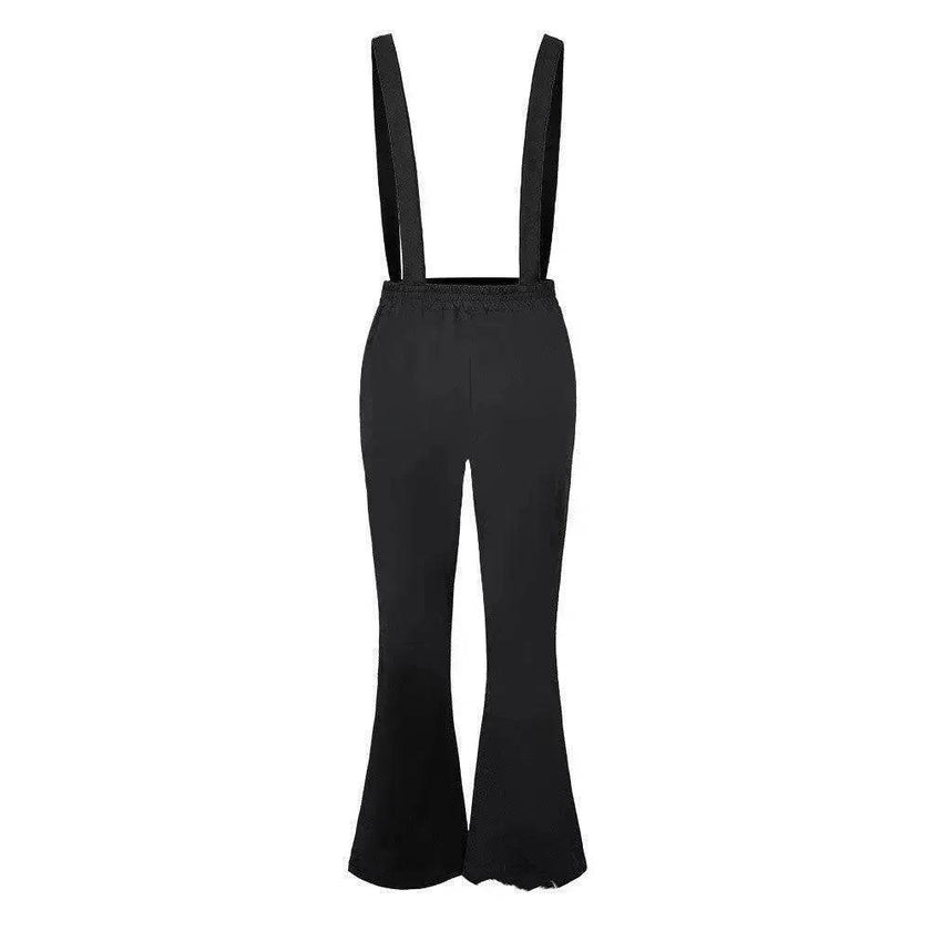 European And American High Waist Strap Casual Flared Jeans Pants