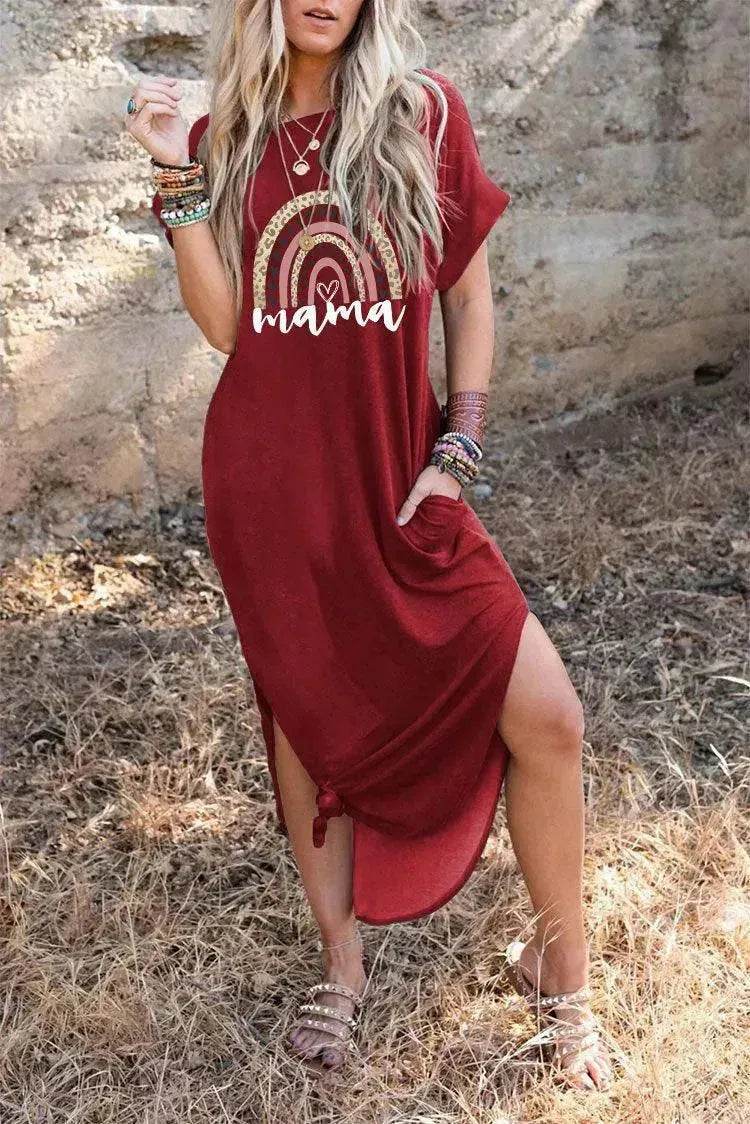European And American Love Leopard Print Short Sleeve Loose Dress