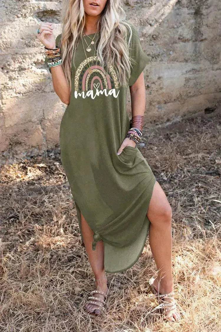 European And American Love Leopard Print Short Sleeve Loose Dress
