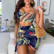 European And American Navy Blue Printed Shoulder Suit