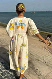 Women's Floral Puff Sleeve Midi Dress – Loose Vacation Dress