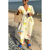 Women's Floral Puff Sleeve Midi Dress – Loose Vacation Dress