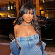 European And American Style Denim Tube Top Cinched Waist Slim And Charming Hip Bag Dress