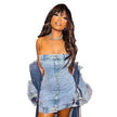 European And American Style Denim Tube Top Cinched Waist Slim And Charming Hip Bag Dress