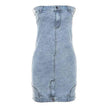 European And American Style Denim Tube Top Cinched Waist Slim And Charming Hip Bag Dress
