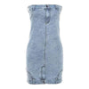 European And American Style Denim Tube Top Cinched Waist Slim And Charming Hip Bag Dress