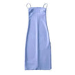 European And American Style Sold Color Sleeveless Midi Suspender Split Dress