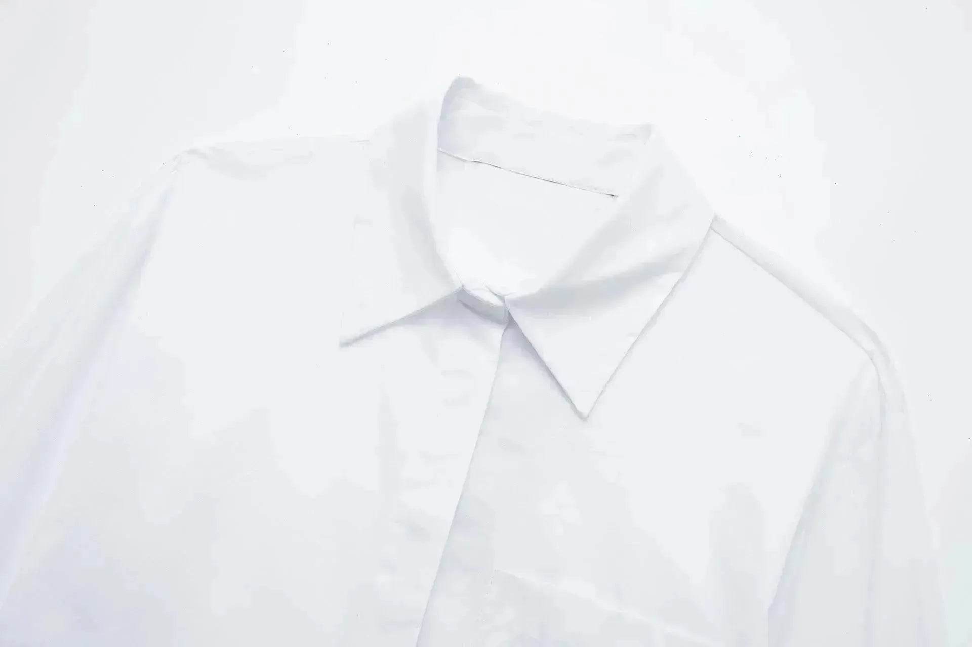 European And American Style Waistband Lapel Windbreaker Short Crop Tank Shirt