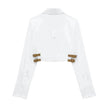 European And American Style Waistband Lapel Windbreaker Short Crop Tank Shirt