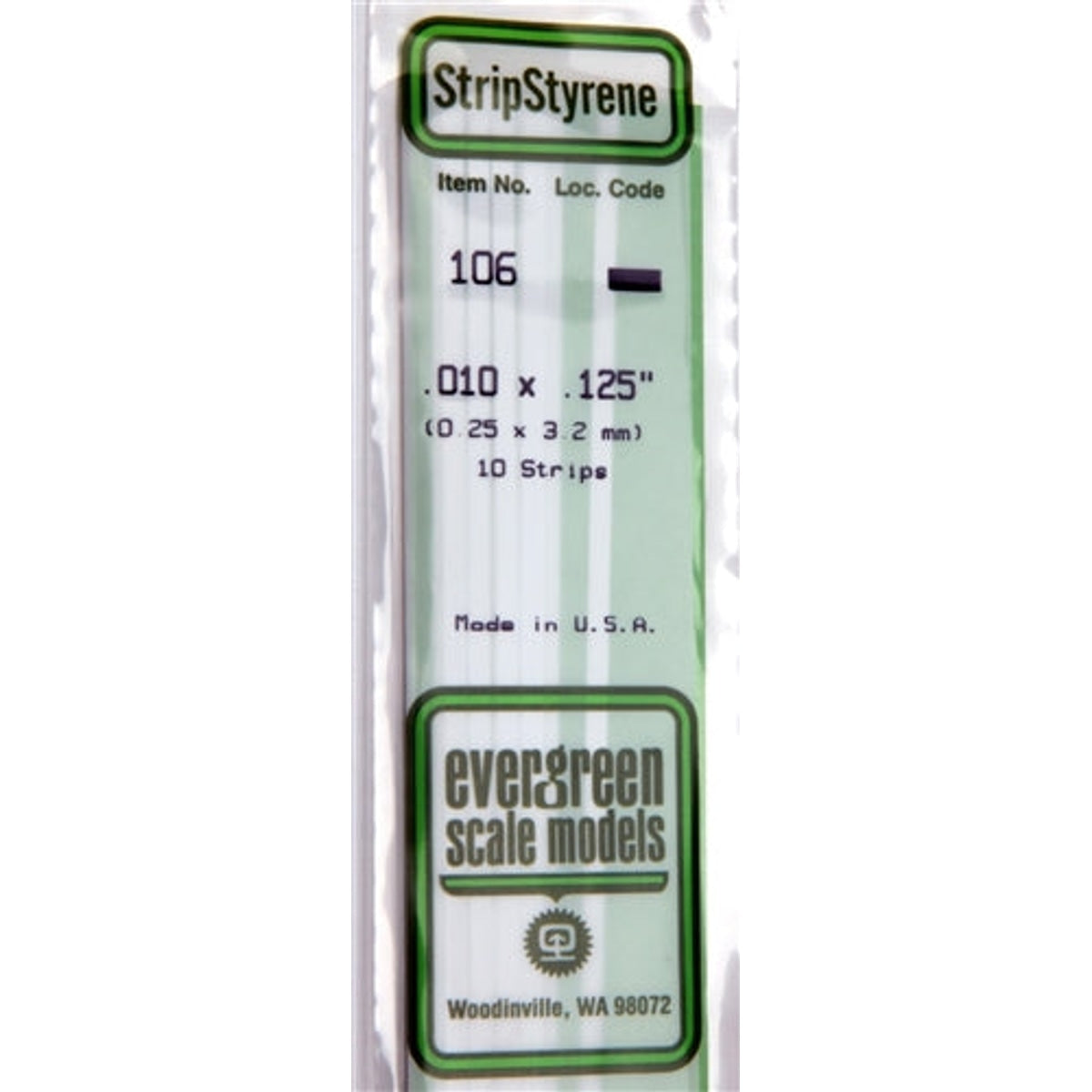 Evergreen Scale Models 106 Styrene Strip .010 x .125