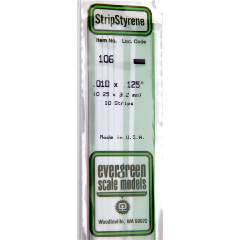 Evergreen Scale Models 106 Styrene Strip .010 x .125