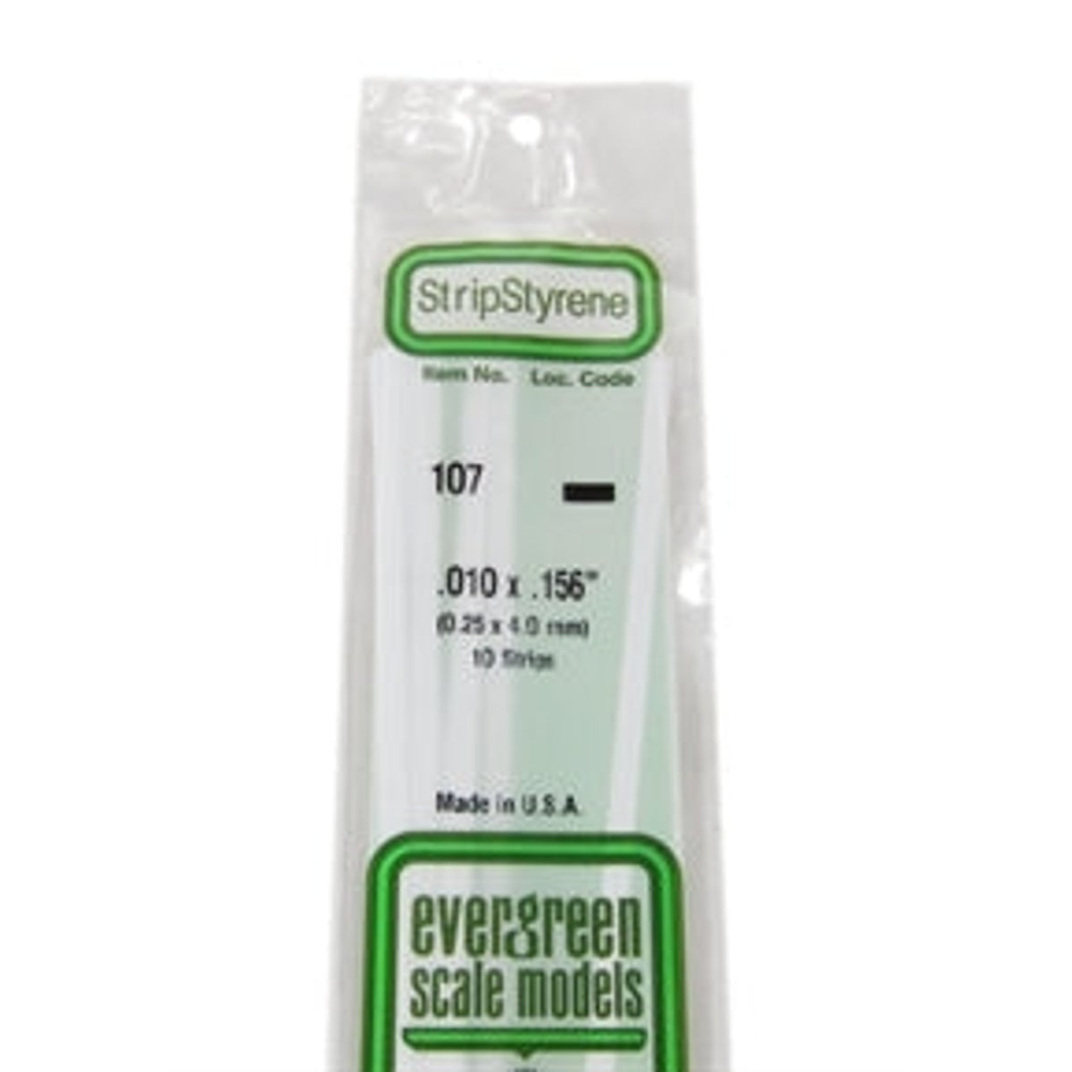 Evergreen Scale Models 107 Styrene Strip .010 x .156