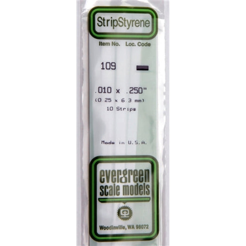 Evergreen Scale Models 109 Styrene Strip .010 x .250