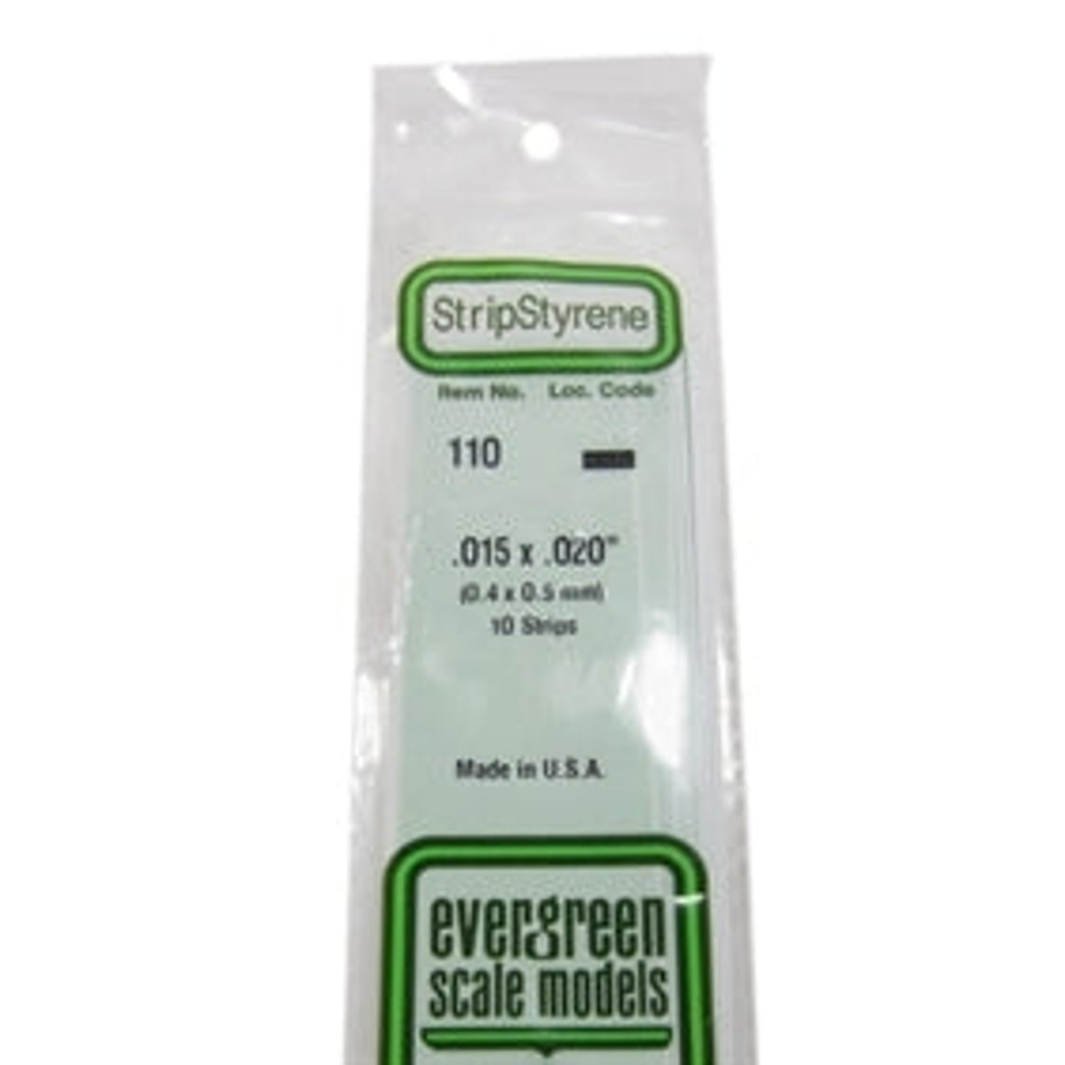 Evergreen Scale Models 110 Styrene Strip .015 x 0.02 