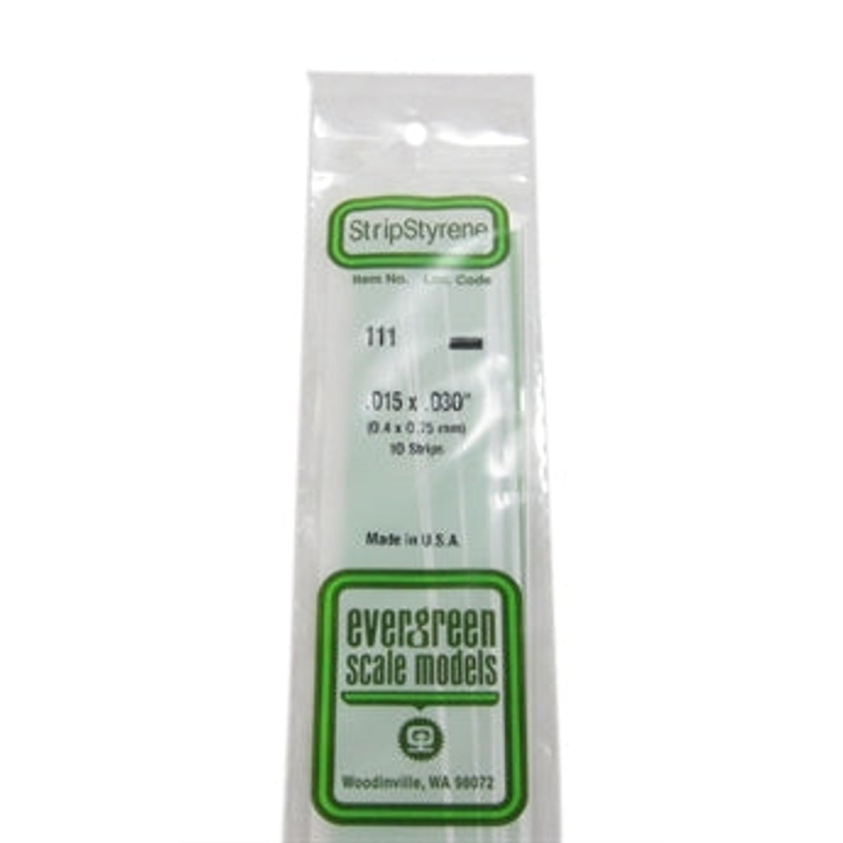 Evergreen Scale Models 111 Styrene Strip .015 X .030