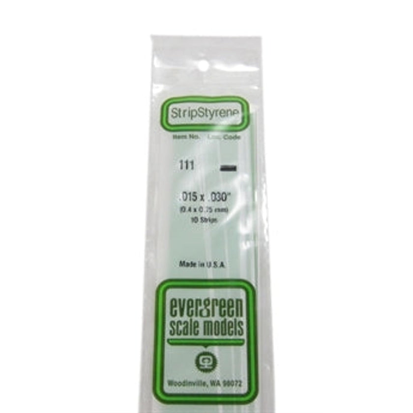 Evergreen Scale Models 111 Styrene Strip .015 X .030