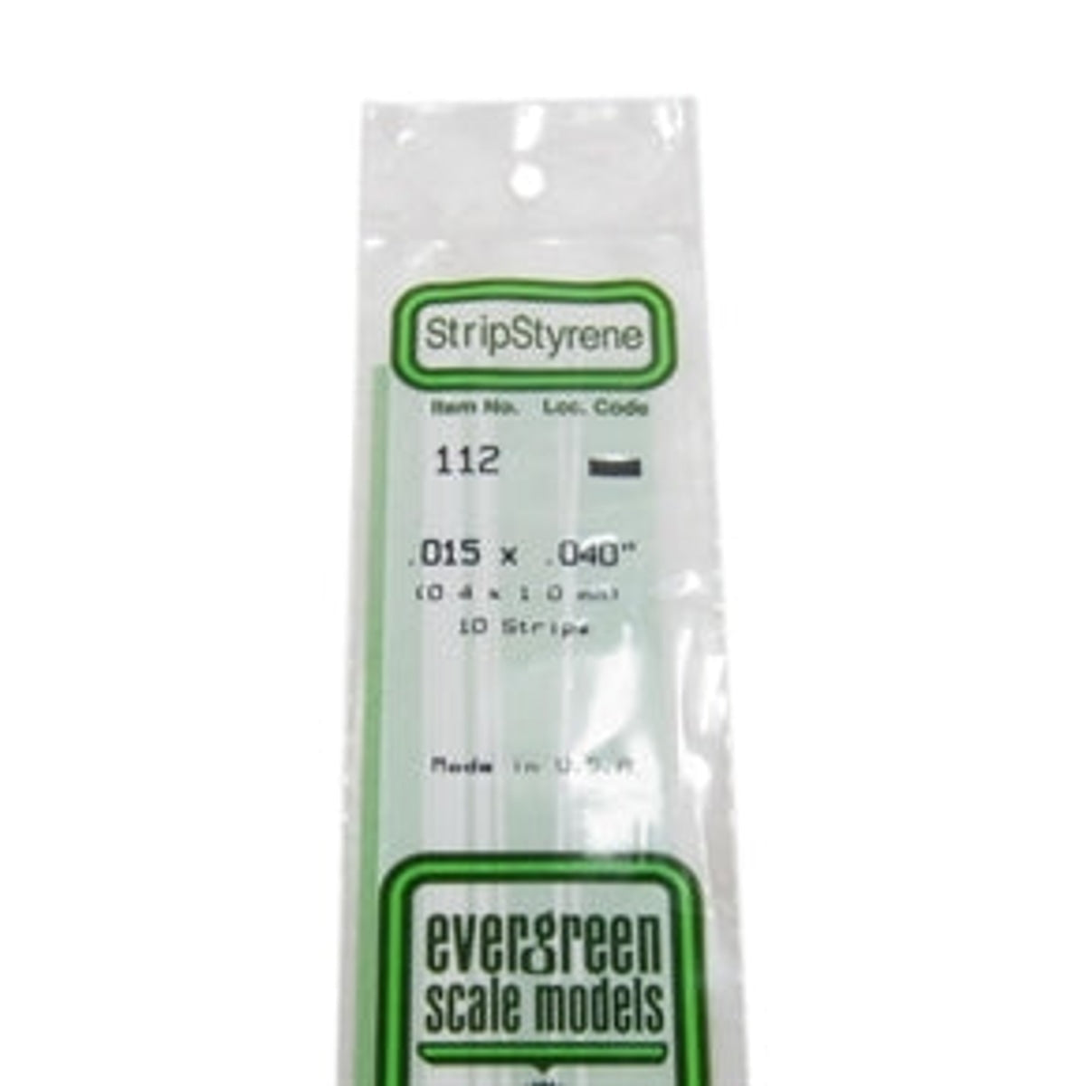 Evergreen Scale Models 112 Styrene Strip .015 X .040