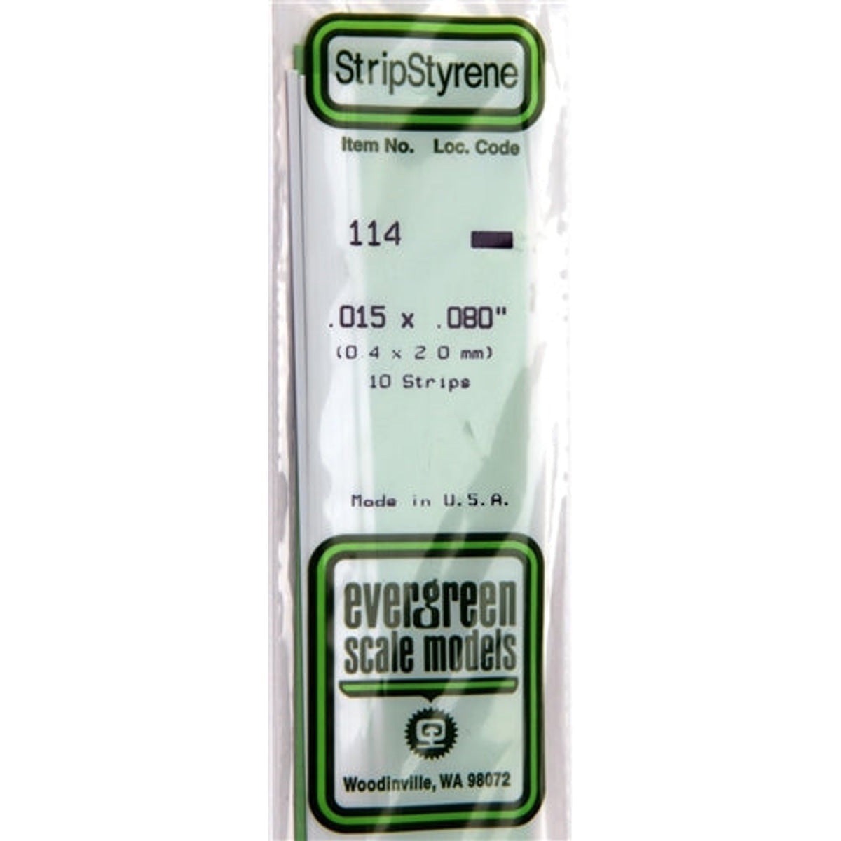 Evergreen Scale Models 114 Styrene Strip .015 X .080