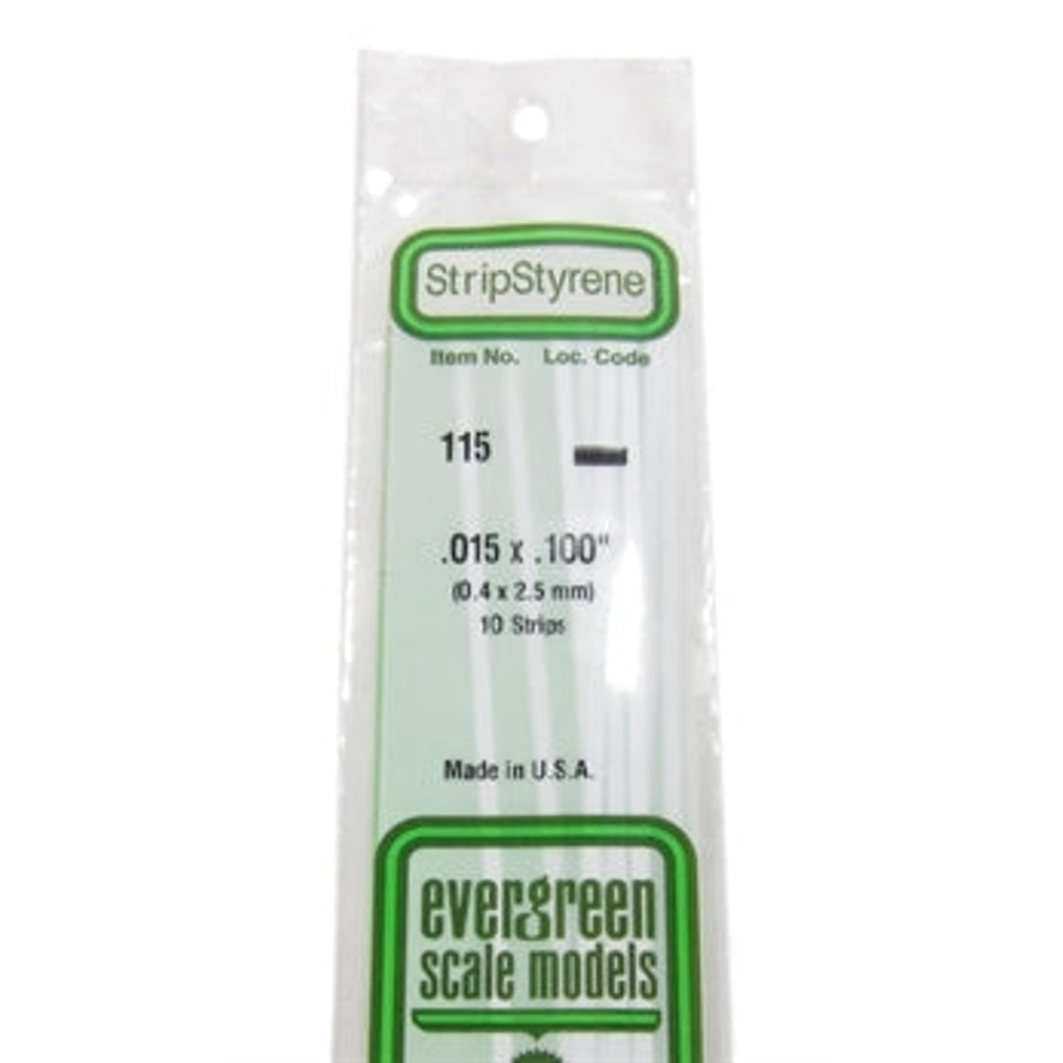 Evergreen Scale Models 115 Styrene Strip .015 X .100