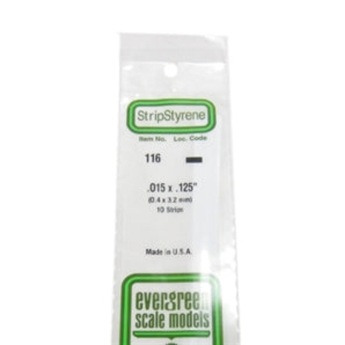 Evergreen Scale Models 116 Styrene Strip .015 X .125