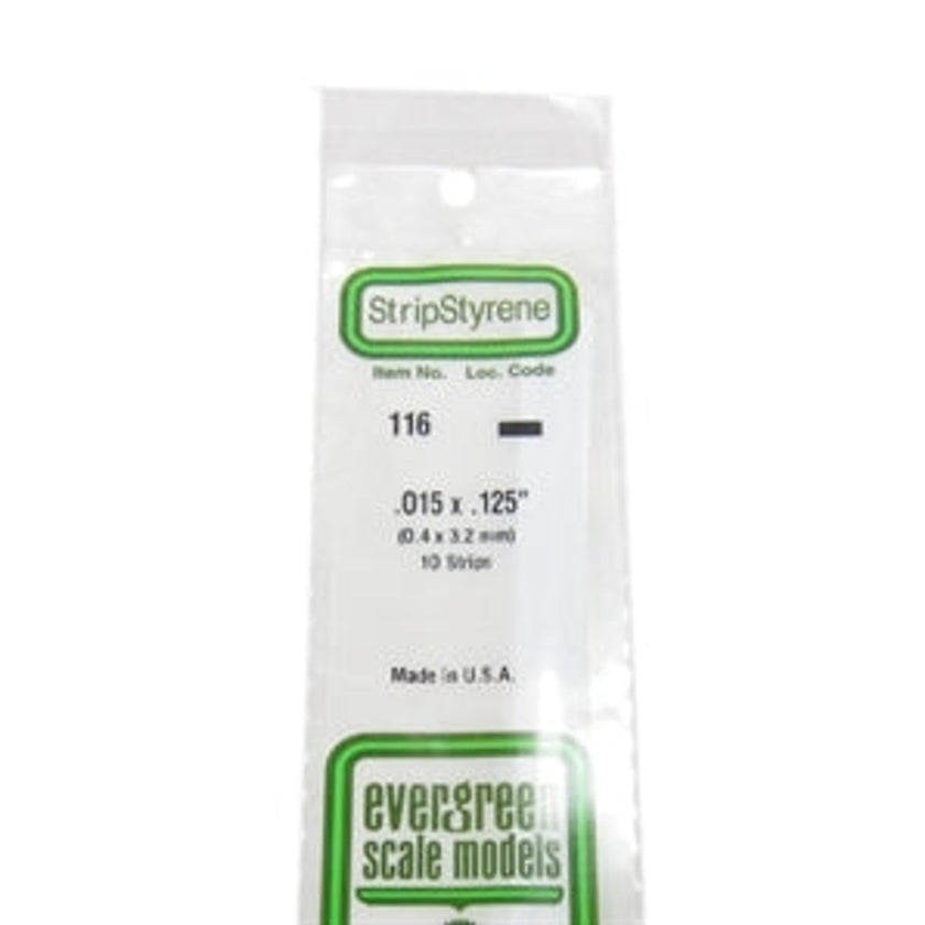 Evergreen Scale Models 116 Styrene Strip .015 X .125