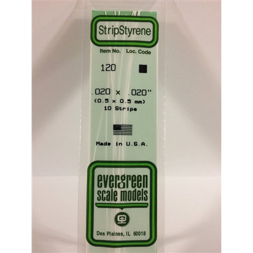 Evergreen Scale Models 120 Styrene Strip .020 X .020