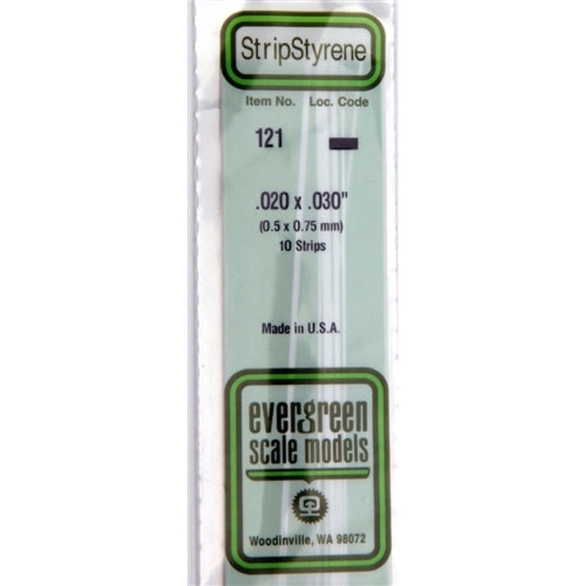 Evergreen Scale Models 121 Styrene Strip .020 X .030